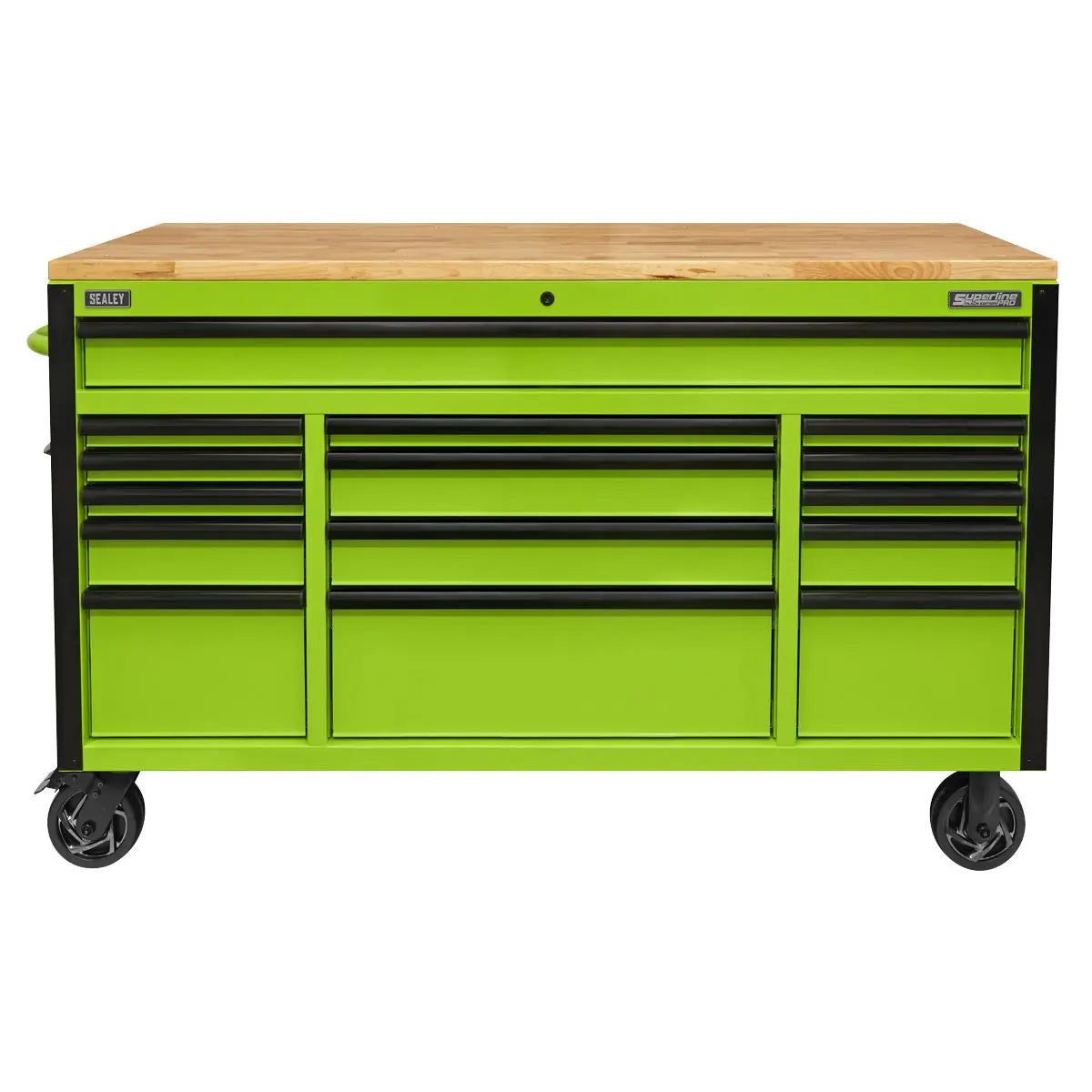 Sealey Superline Pro 15 Drawer Mobile Trolley with Wooden Worktop 1549mm 
