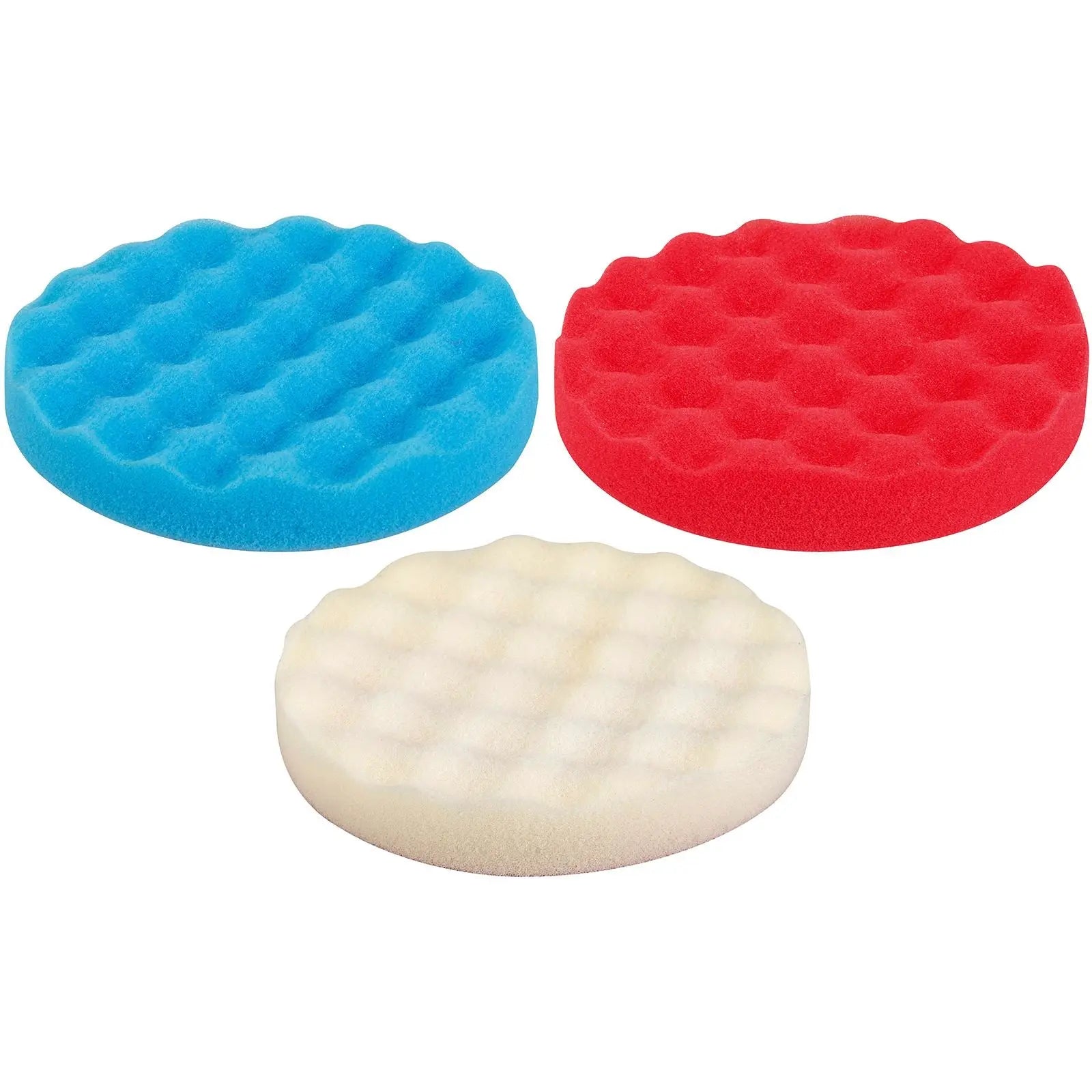 Silverline 150mm Hook & Loop Contoured Foam Polishing Heads Red, Blue Or White 