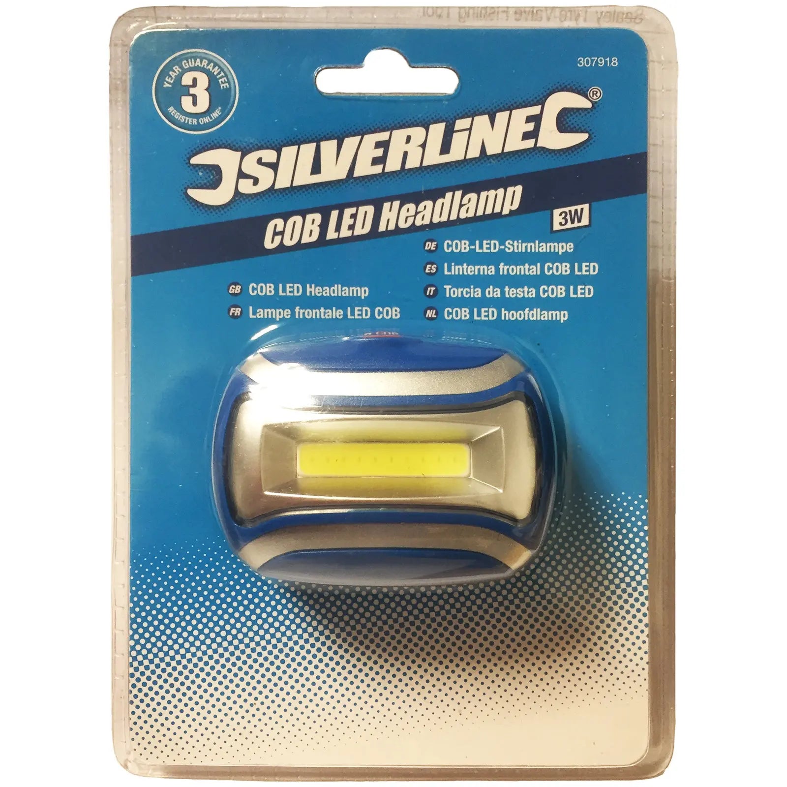 Silverline COB Faro LED 3W – Torcia Frontale Potente Per Testa, Impermeabile Per Ciclismo E Lavoro