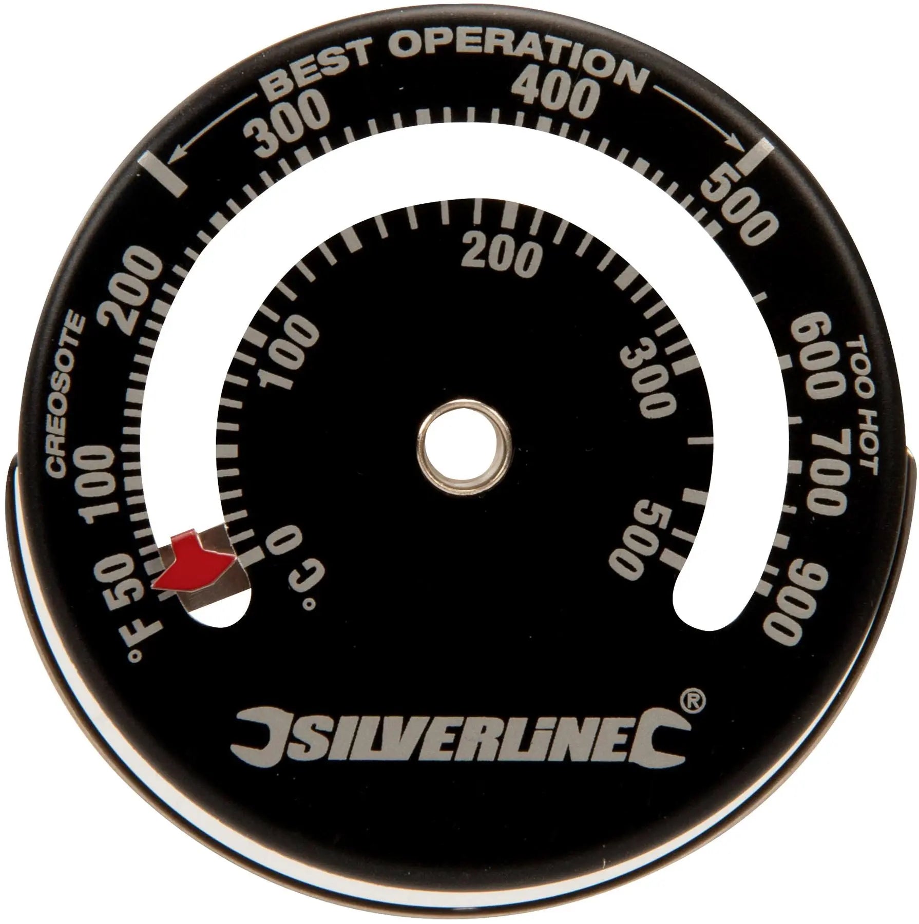 Silverline Magnetic Stove Flue Pipe Thermometer Wood Log Burner 0-500°C 
