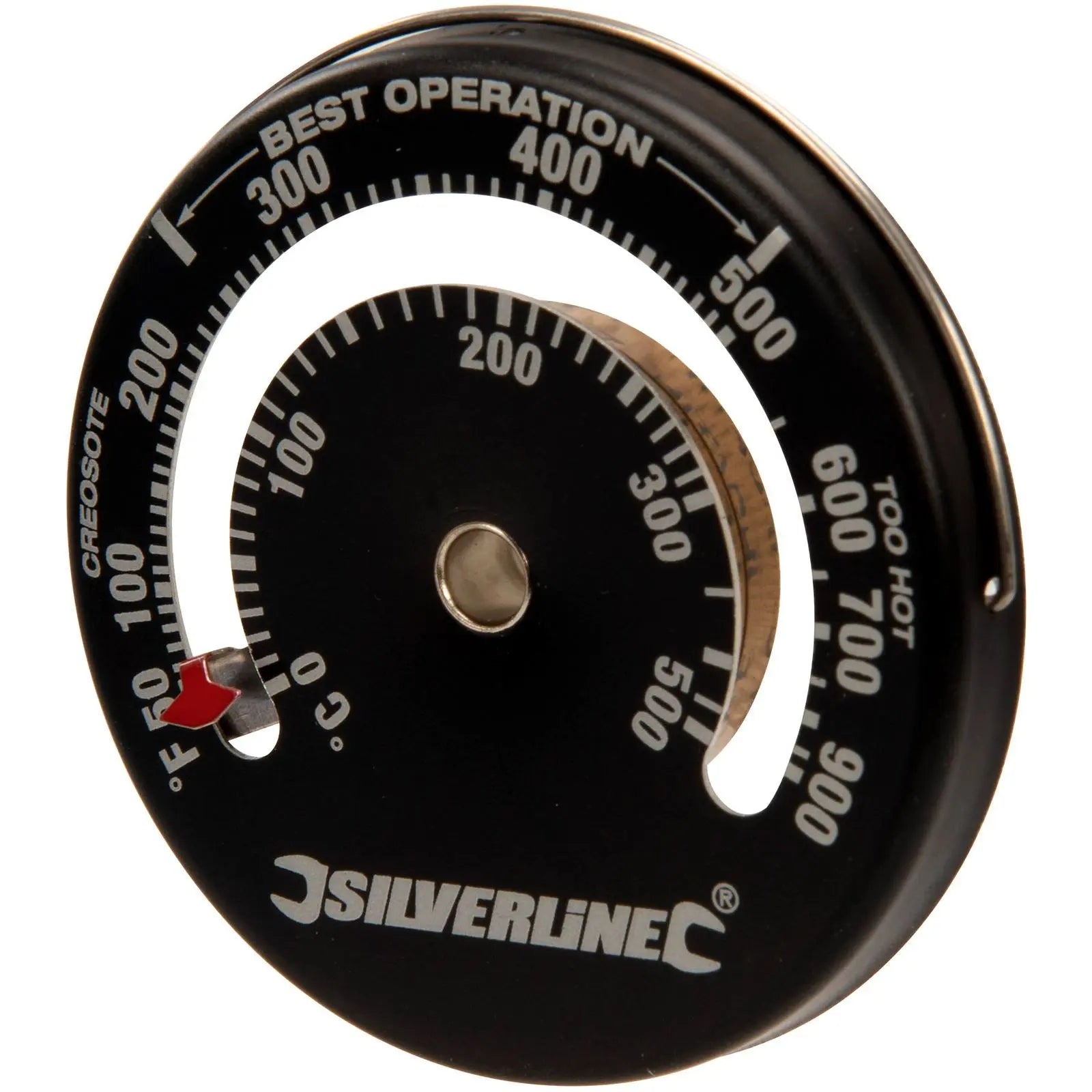 Silverline Magnetic Stove Flue Pipe Thermometer Wood Log Burner 0-500°C 