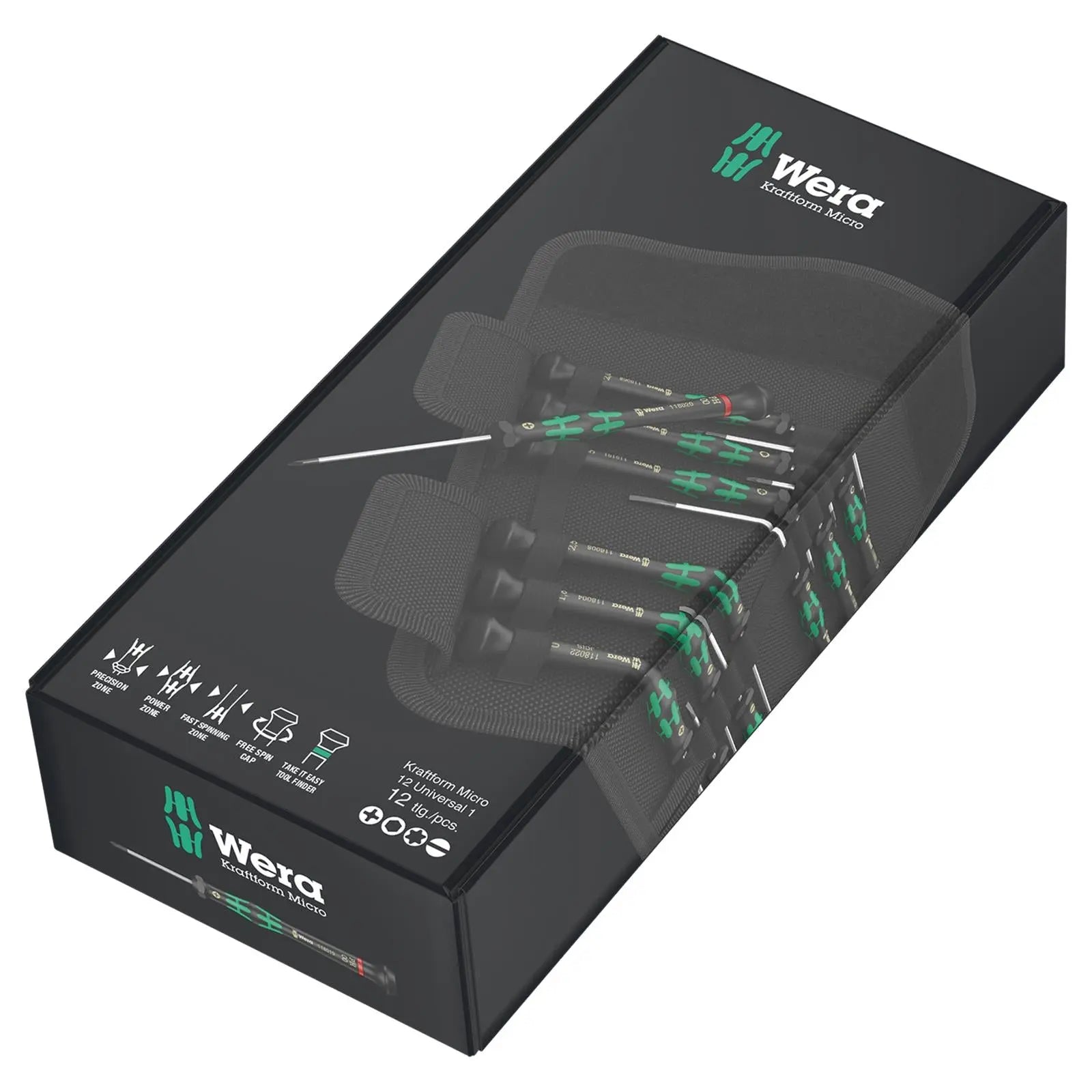 Wera Precision Screwdriver Set 12 Piece Kraftform Micro 12 Universal 1 for Electronic Applications  White Rose Tools