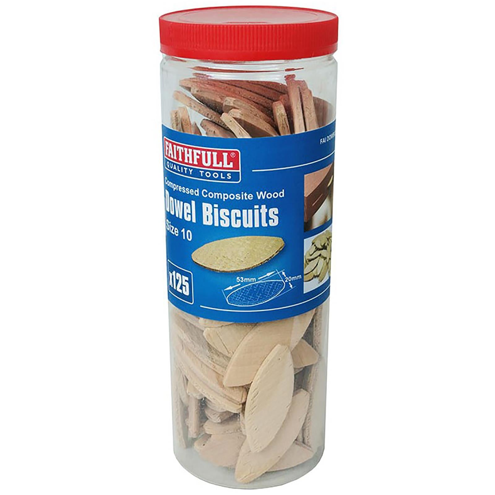 Faithfull Wood Biscuits No 10 Tub 125 Pack Jointing Biscuit 53 x 20mm