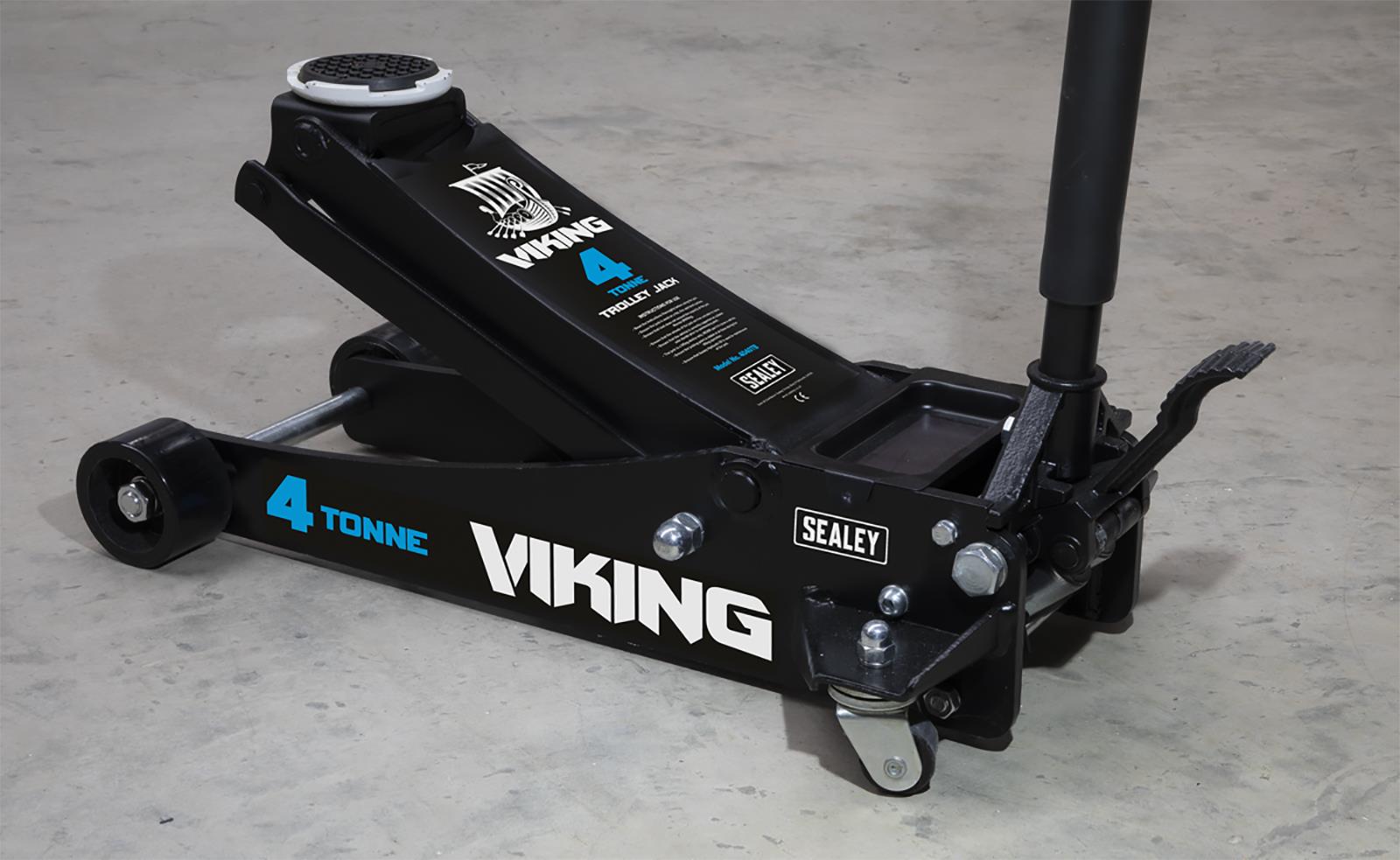 Sealey Viking 4 Tonne Tyre Bay Trolley Jack Low Entry with Rocket Lift