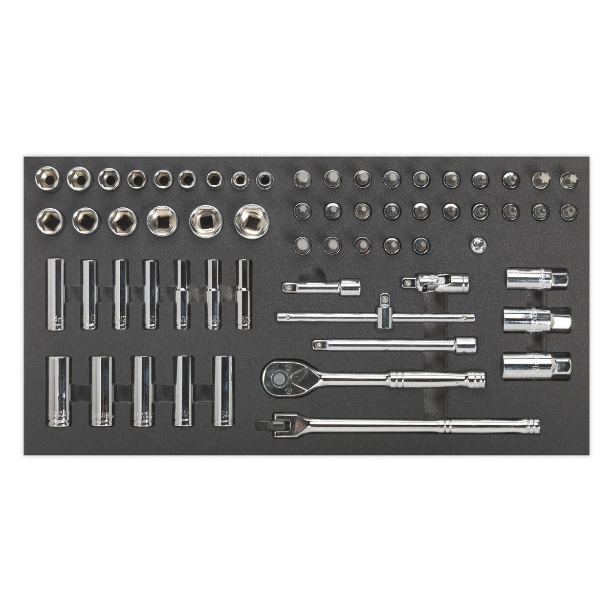 Siegen by Sealey Tool Tray with Socket Set 62pc 3/8"Sq Drive Metric