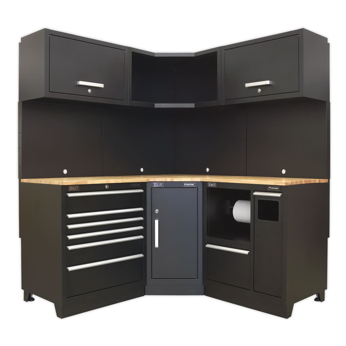 Sealey Premier Premier 1.7m Corner Storage System - Oak Worktop
