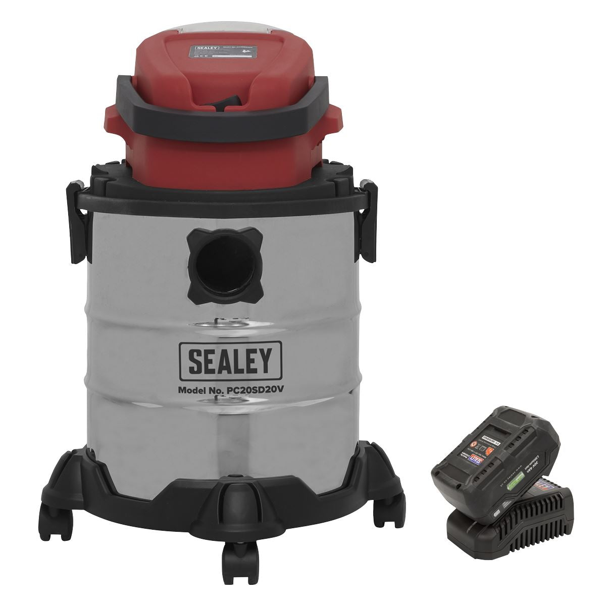 Sealey Vacuum Cleaner 20L Wet & Dry Cordless 20V with 4Ah Battery & Charger