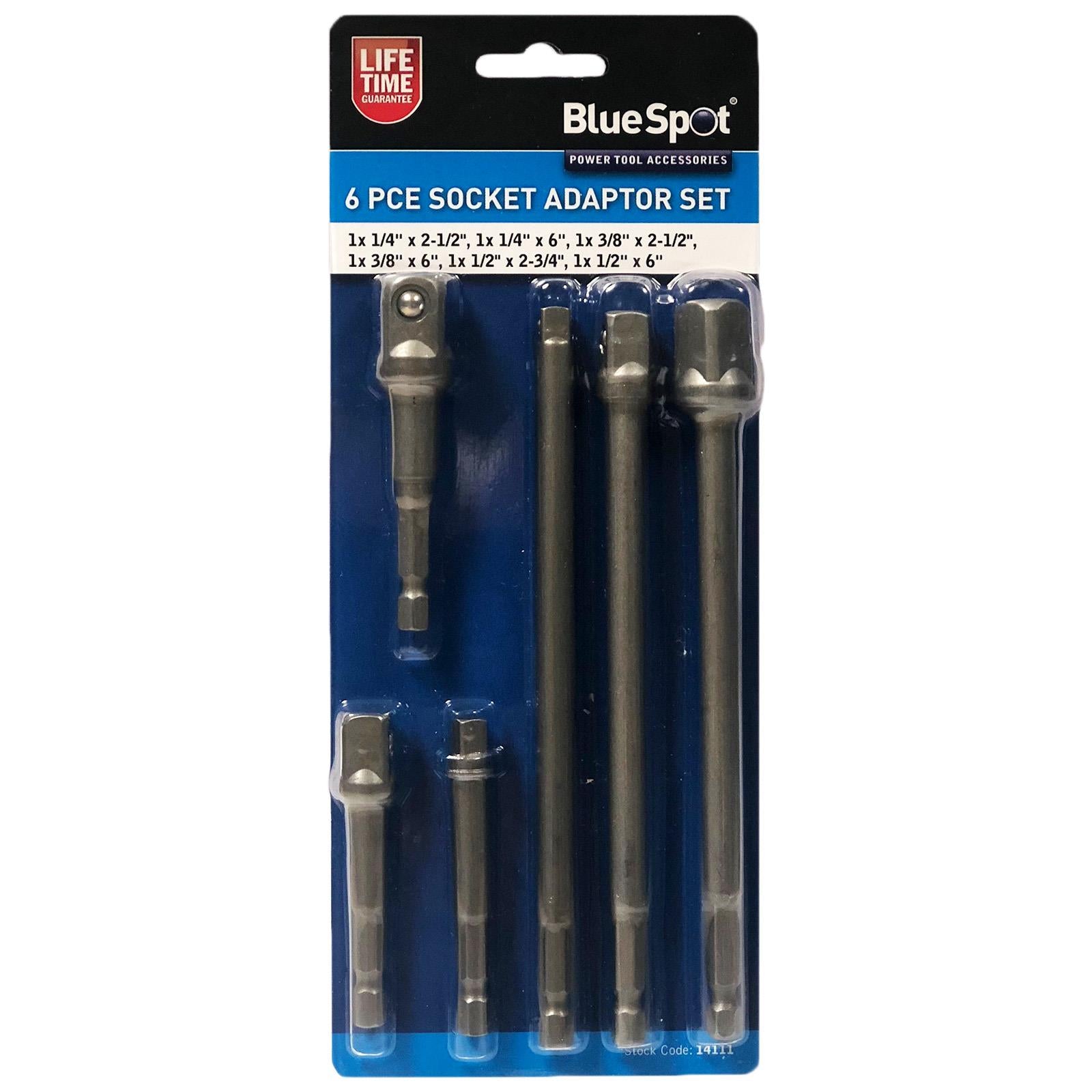 BlueSpot Socket Adaptor Set 6 Piece  1/4" 3/8" 1/2" Drive