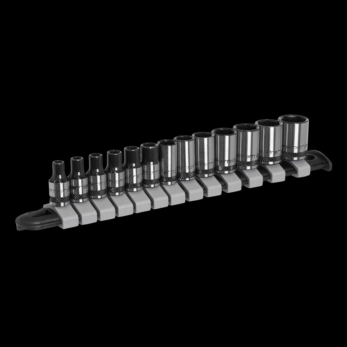 Sealey Premier Socket Set 13pc 1/4"Sq Drive Metric - Black Series