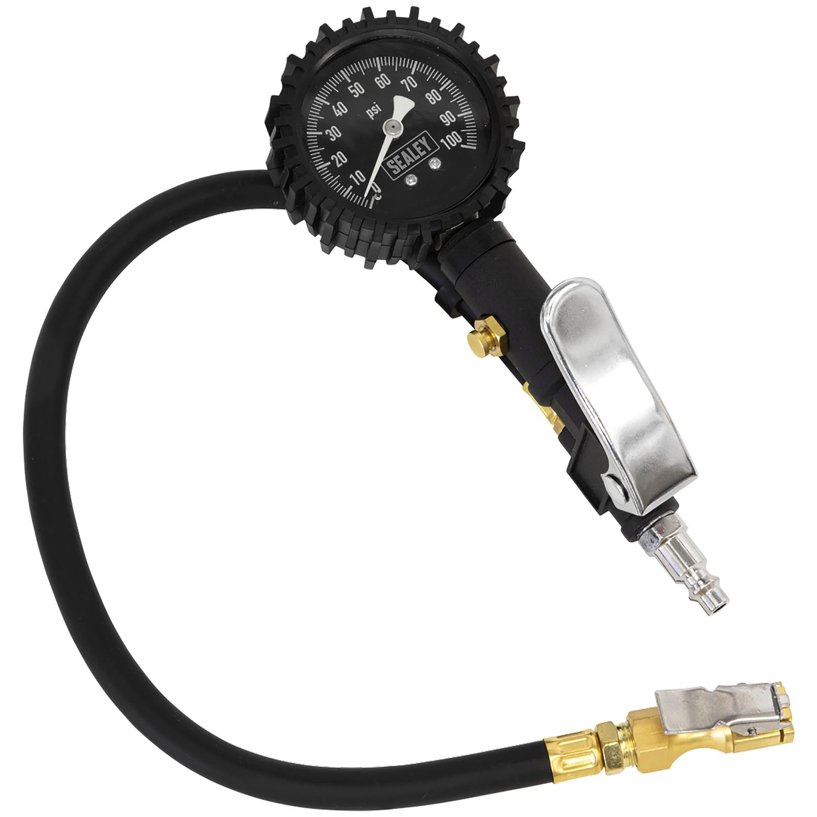 Sealey Tyre Inflator with Clip On Connector Glow in the Dark Dial