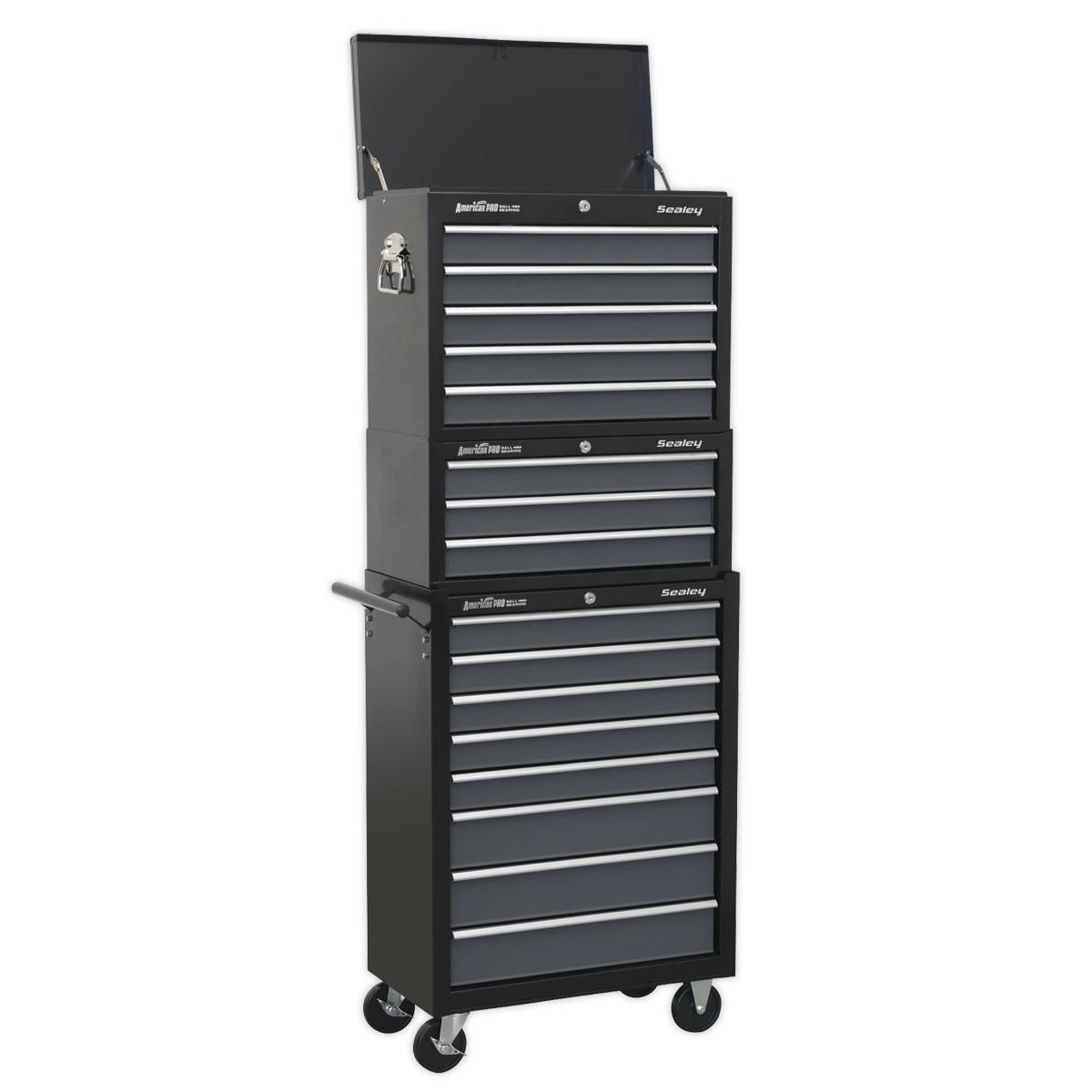 Sealey American Pro Tool Chest Combination 16 Drawer with Ball-Bearing Slides - Black/Grey