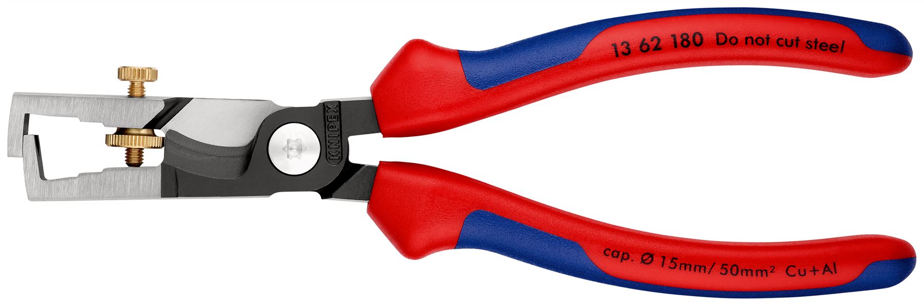 Knipex StriX Insulation Wire Stippiers with Cable Shears 180mm Multi Component Grips 13 62 180