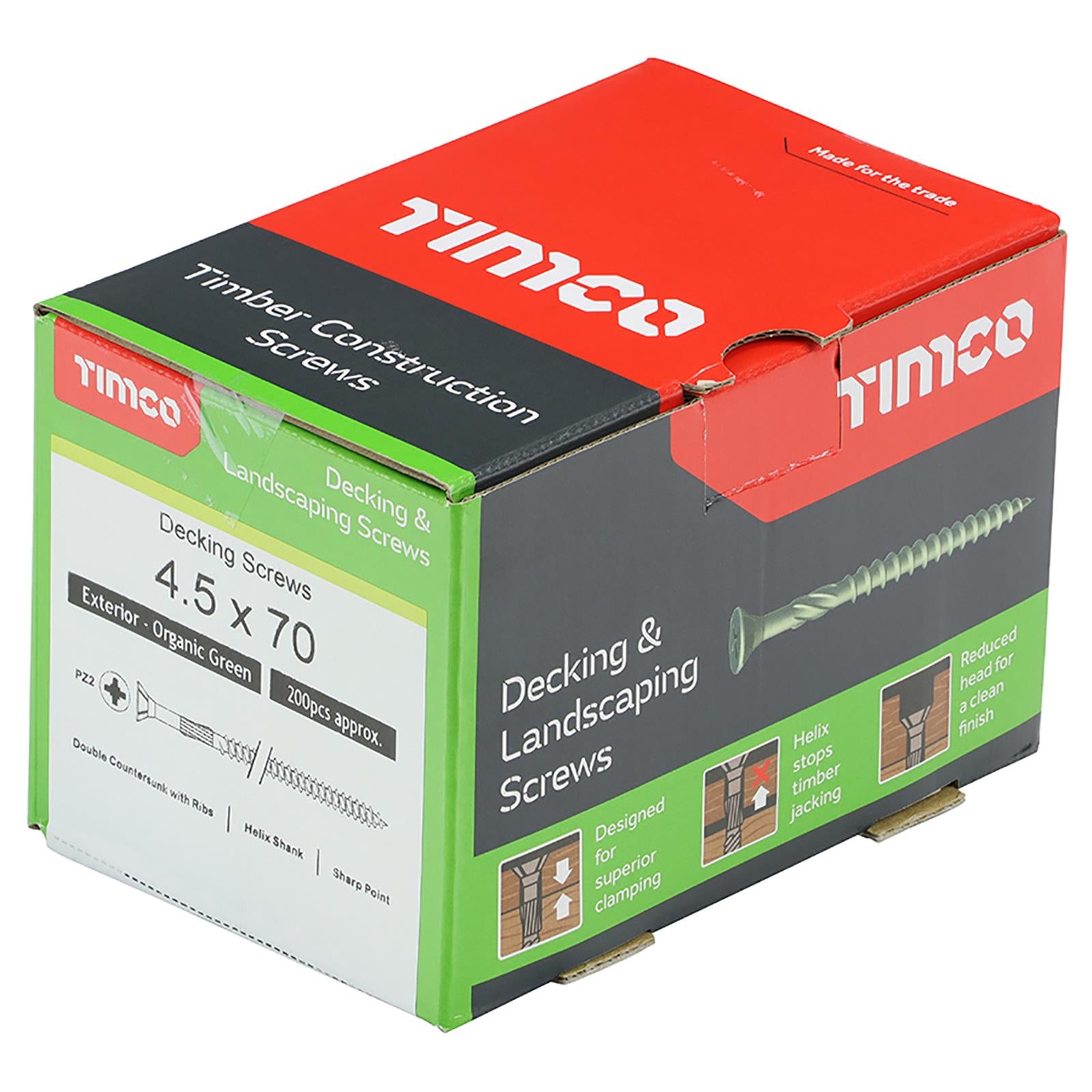 TIMCO Decking Screw Countersunk Exterior Green Organic Pozi 200 Box