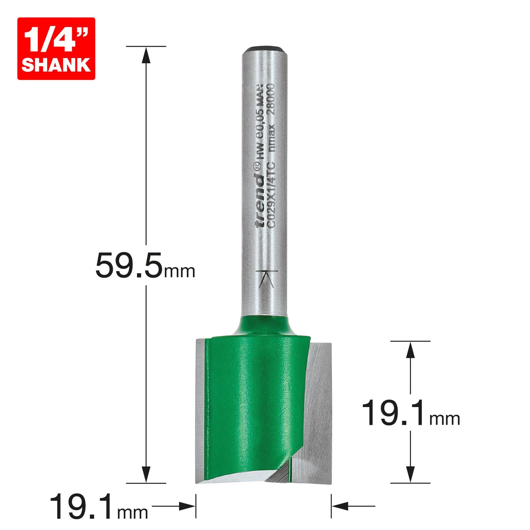Trend Two Flute Cutter 19.1mm Diameter C029X1/4TC
