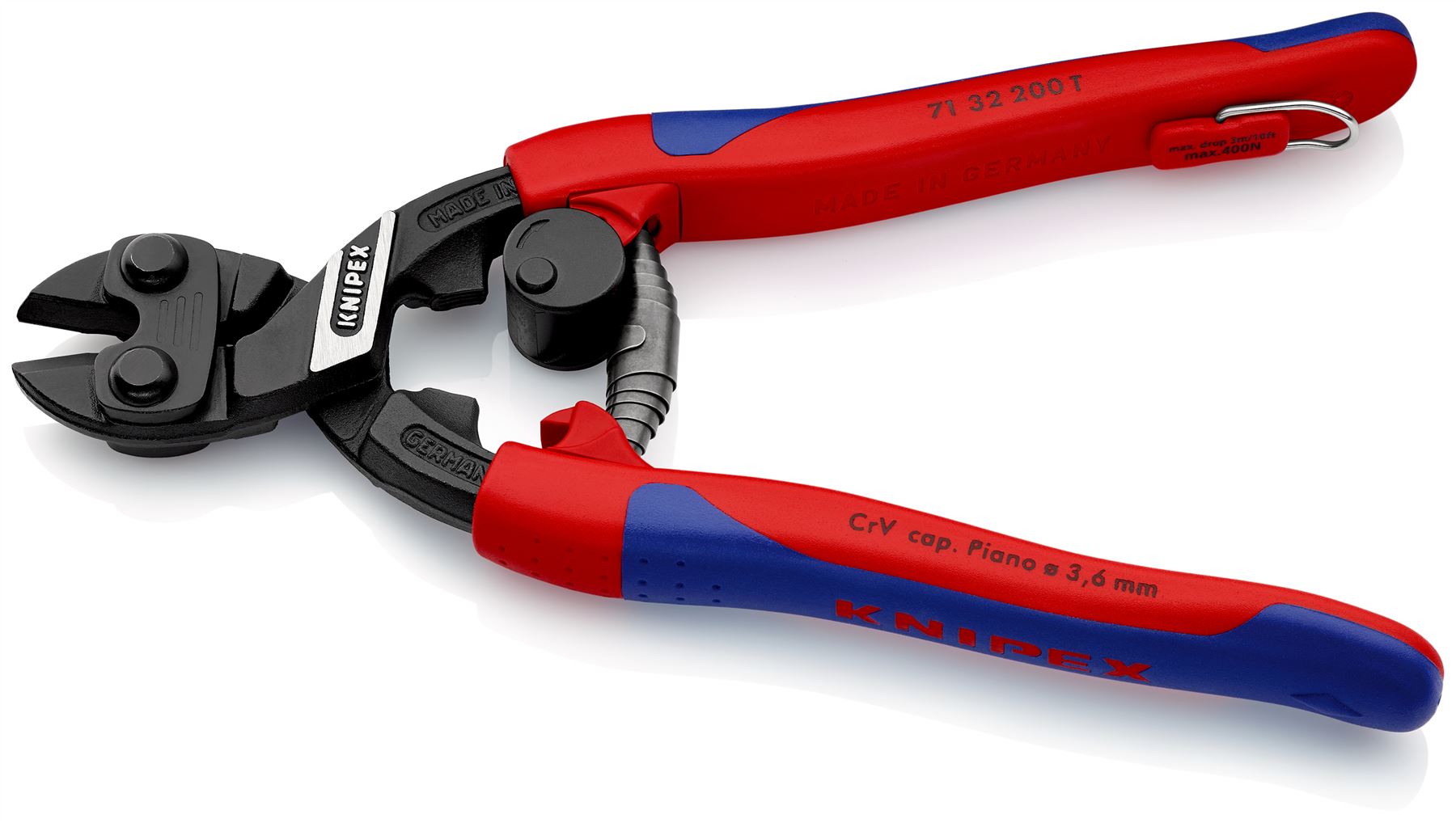 Knipex CoBolt Compact Bolt Cutter 200mm Slim Multi Component Grips with Tether Point 71 32 200 T