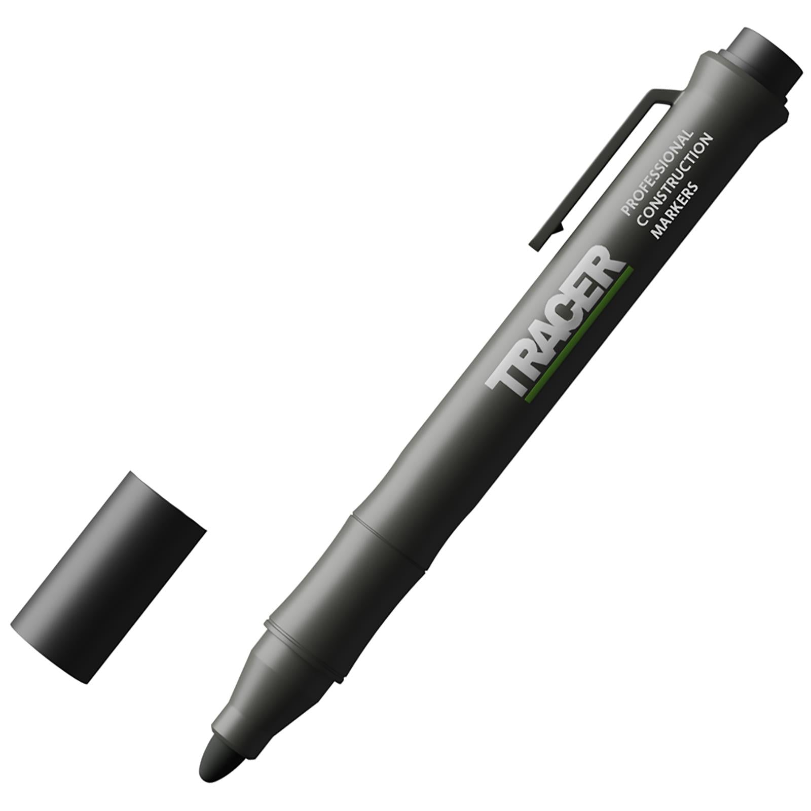 TRACER Clog Free Permanent Marker Pen Black Bullet Point Pack of 20 Pens