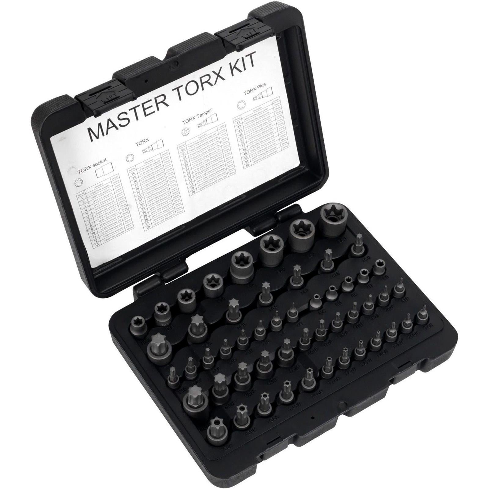 Sealey Premier Torx Master Socket Bit Set Trx-Star S2 Steel 1/4" 3/8" 1/2" Drive