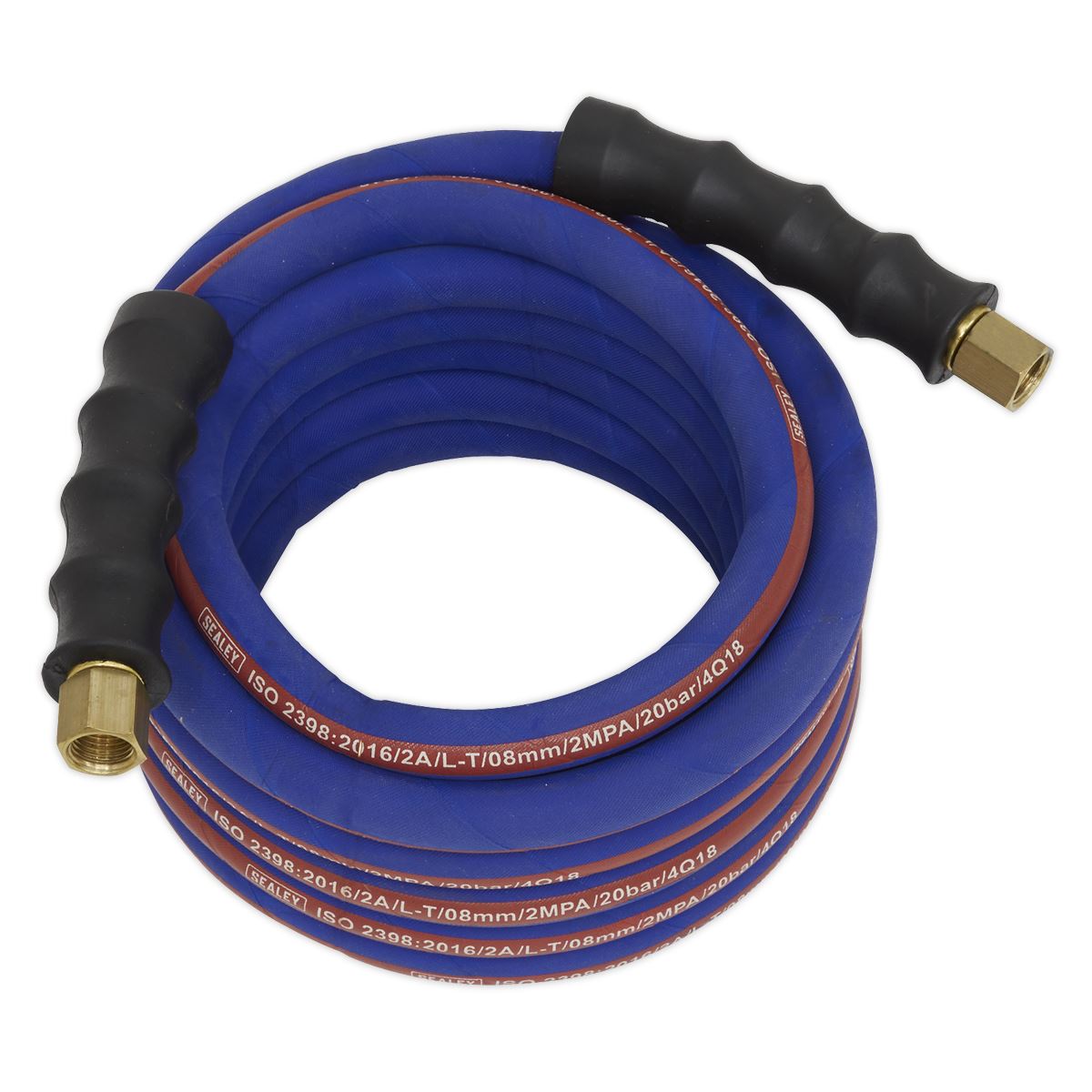 Sealey Air Hose 5m x Ø8mm with 1/4"BSP Unions Extra-Heavy-Duty