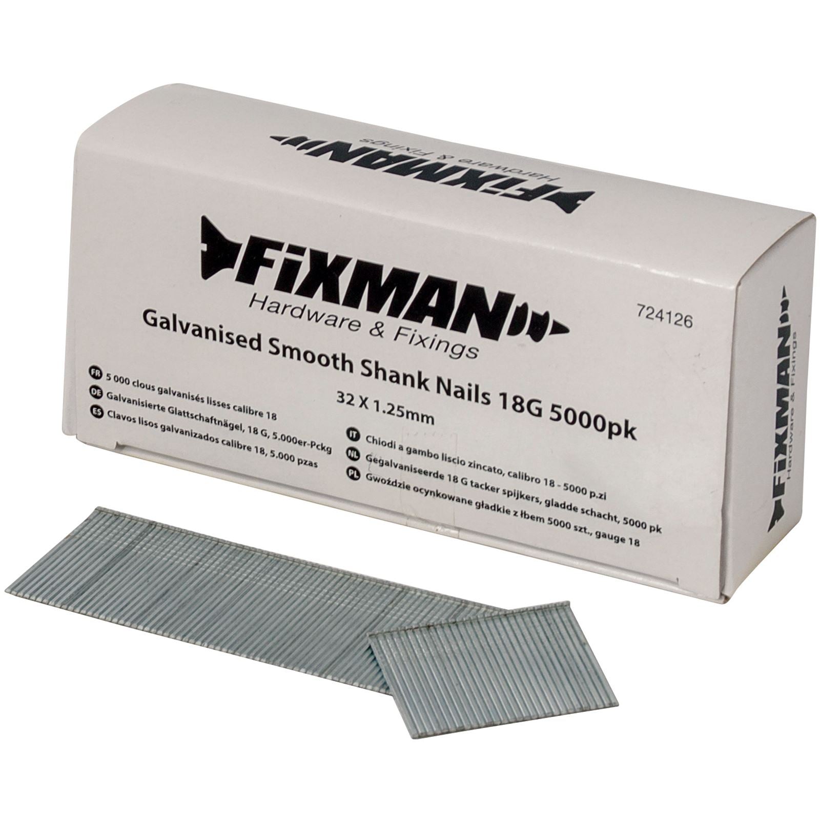 Fixman 5000pc 18 Gauge Galvanised Smooth Shank Brad Nails 10-38mm