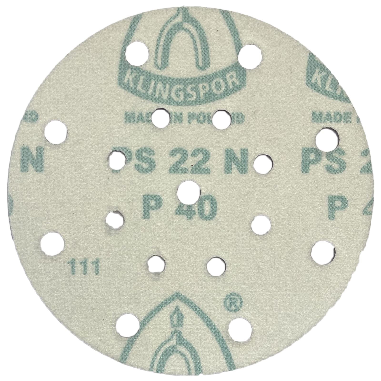 Klingspor Sanding Discs Hook and Loop 150mm PS22K GLS51 Hole Pattern 40-240 Grit