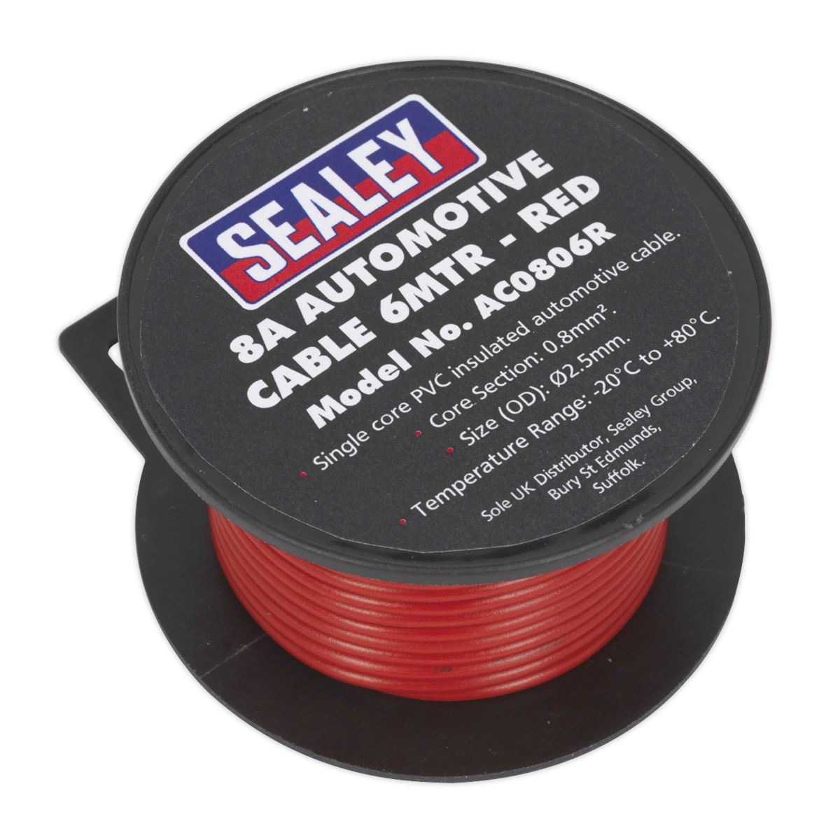 Sealey Automotive Cable Thick Wall 8A 6m Red