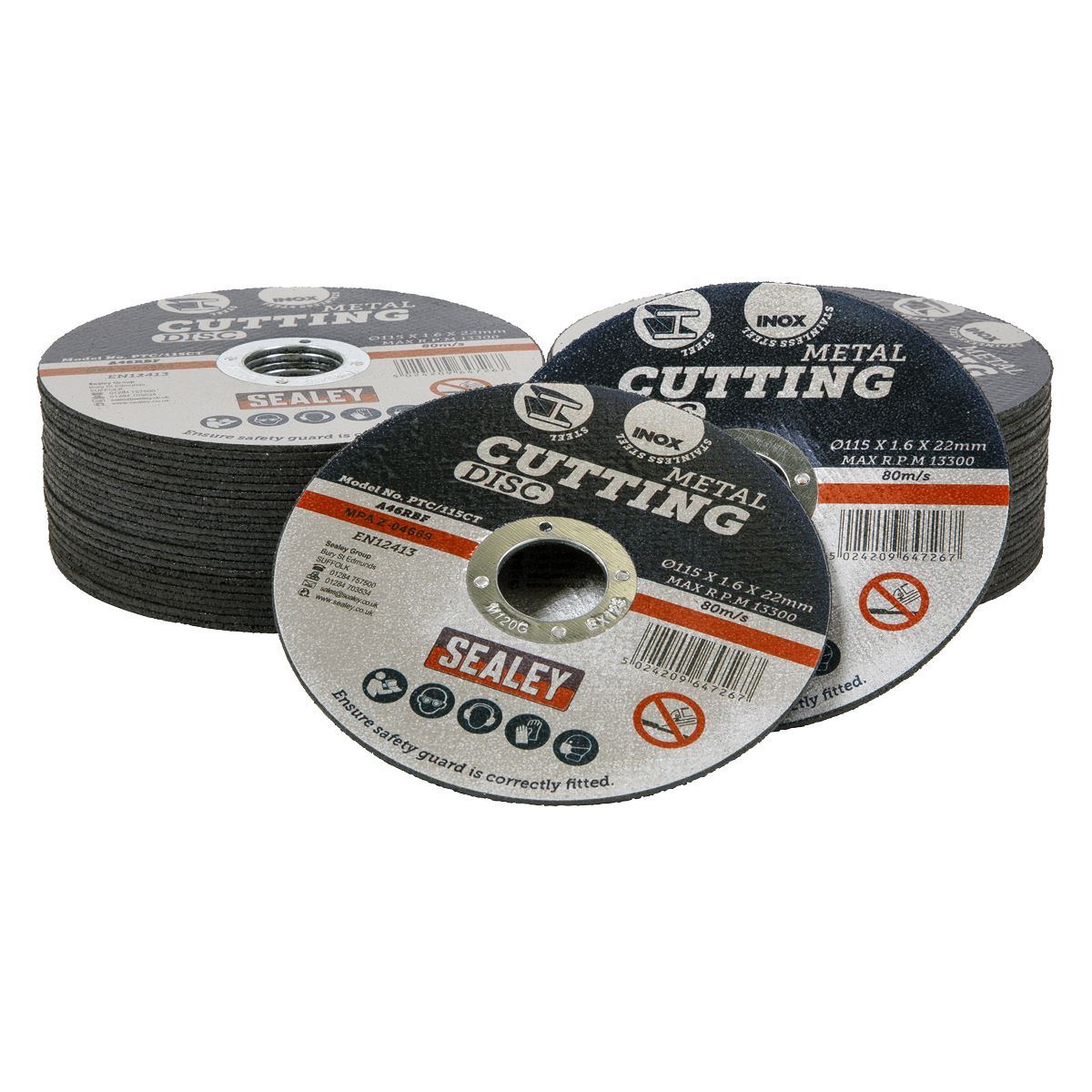 Sealey Cutting Disc Pack of 50 Ø115 x 1.6mm Ø22mm Bore