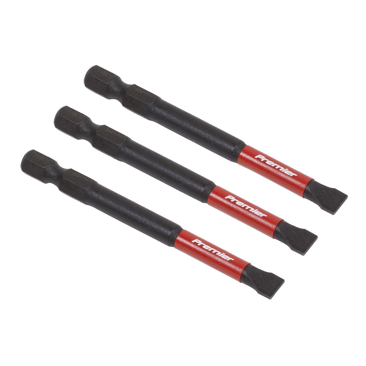 Sealey Premier Slotted 6.5mm Impact Power Tool Bits 75mm - 3pc