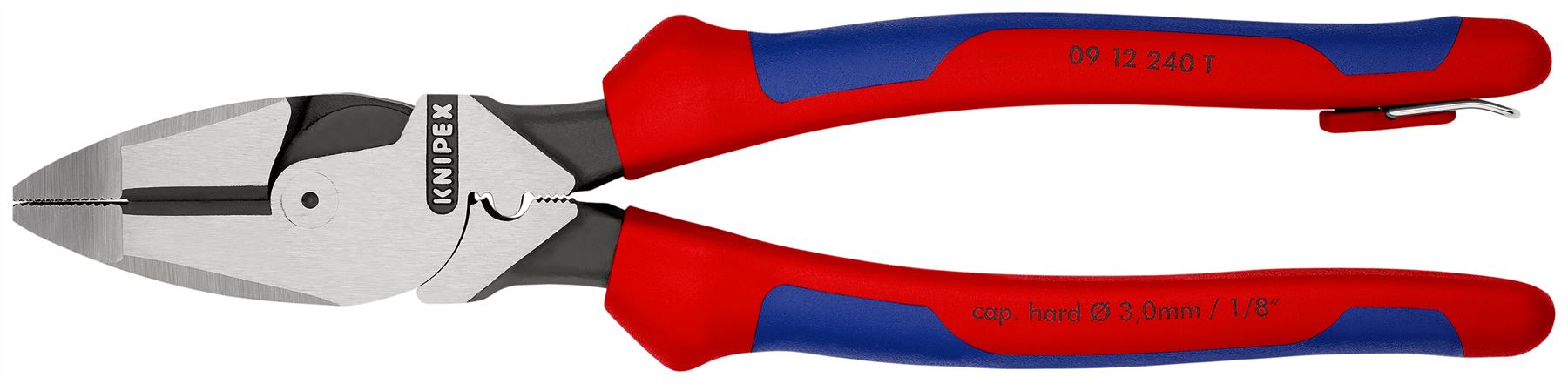 Knipex Linemans Pliers American Style 240mm Slim Multi Component Grips with Tether Point 09 12 240 T