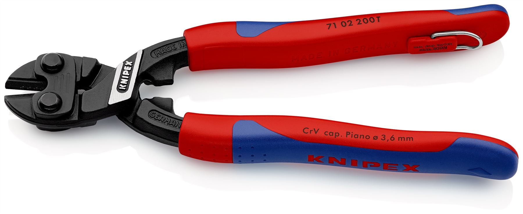 Knipex CoBolt Compact Bolt Cutters Cutting Pliers 200mm Multi Component Grips with Tether Point 71 02 200 T