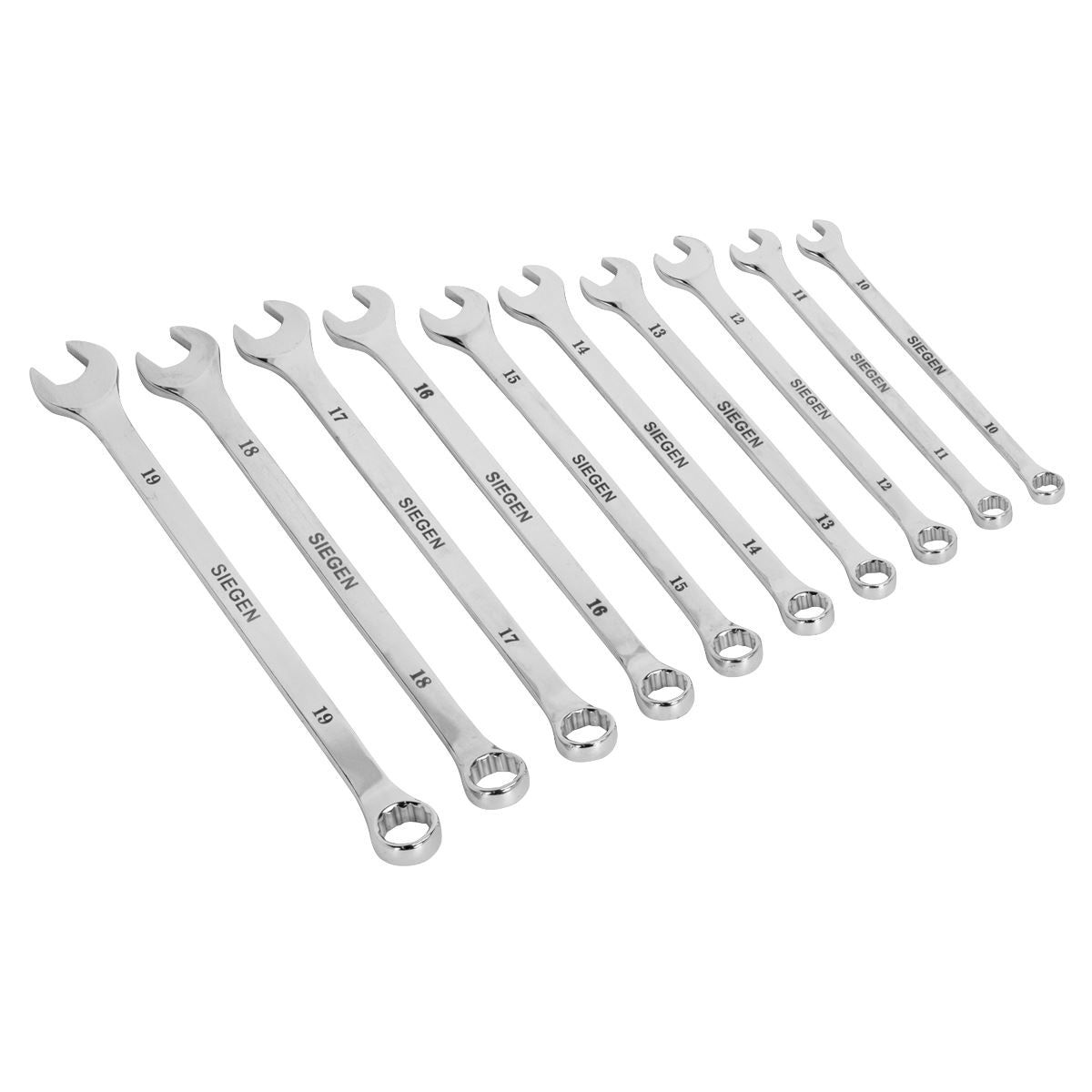 Siegen by Sealey Combination Spanner Set 10pc Extra-Long Metric
