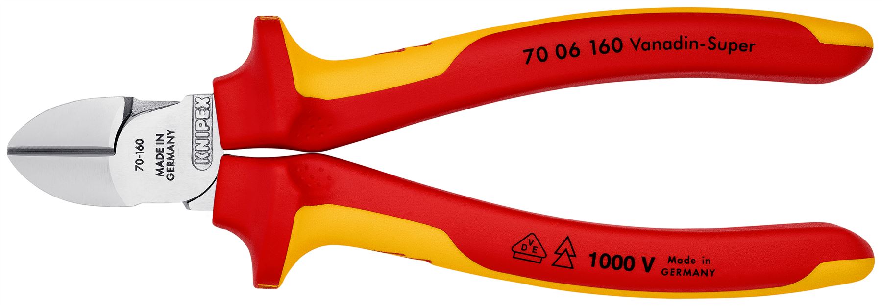 Knipex Diagonal Side Cutting Pliers 160mm VDE Insulated 70 06 160