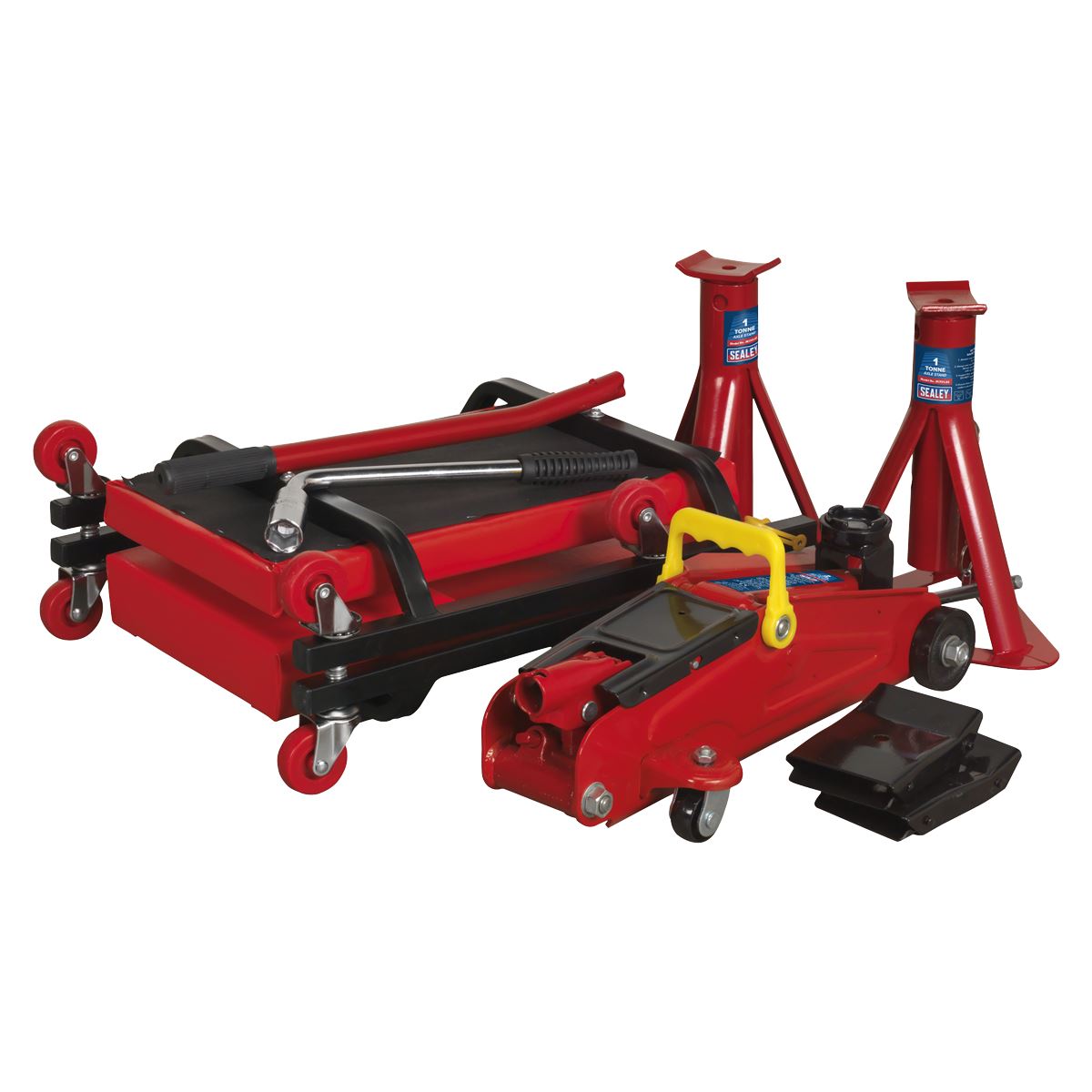 Sealey Lifting Kit (Inc Jack, Axle Stands, Creeper, Chocks & Wrench) 5pc - 2 Tonne