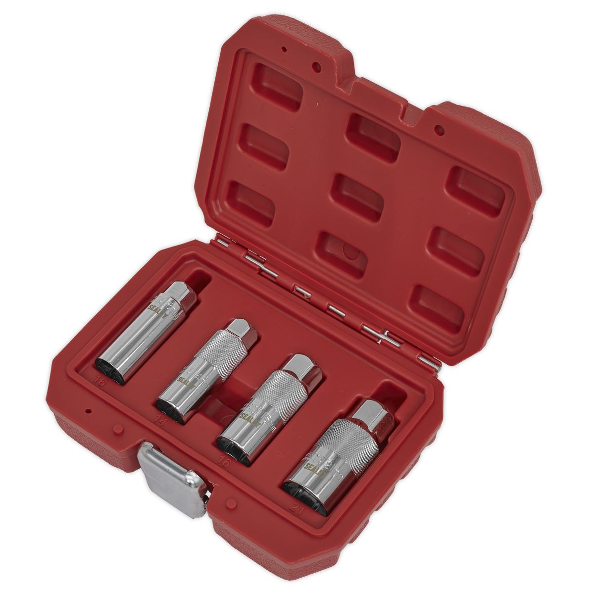 Sealey Spark Plug Socket Set 4 Piece 3/8" Drive 14mm 16mm 21mm Sockets