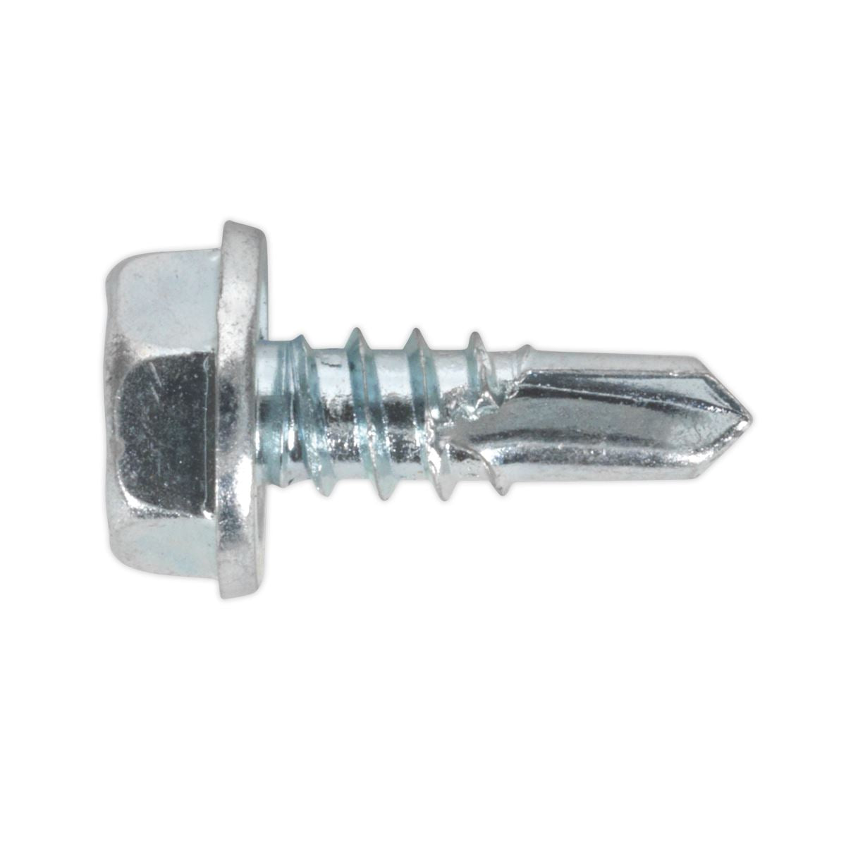 Sealey Self-Drilling Screw 4.8 x 13mm Hex Head Zinc Pack of 100