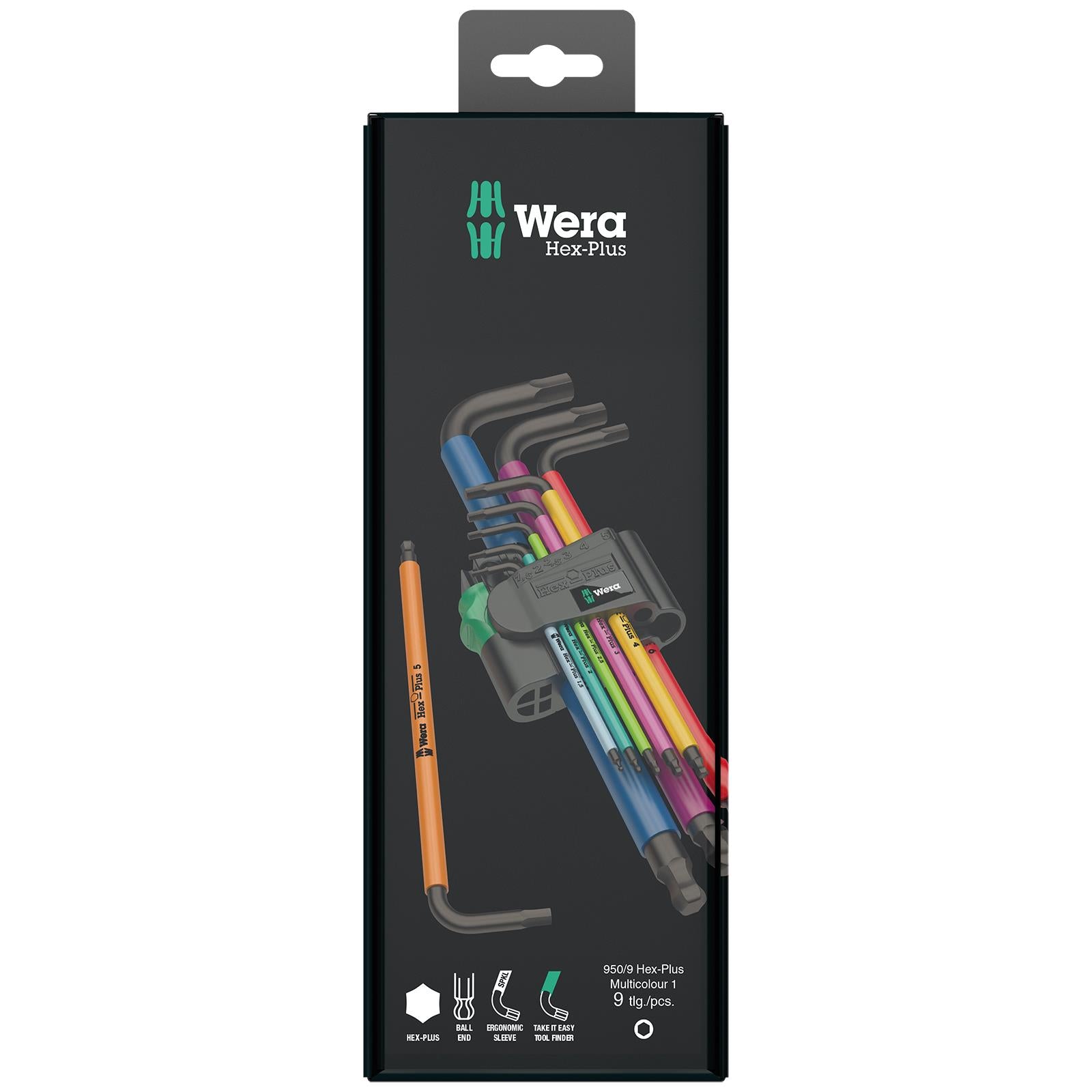 Wera Hex Plus Multicolour Metric 1 SB 950/9 L Key Set BlackLaser 9 Piece 1.5-10mm