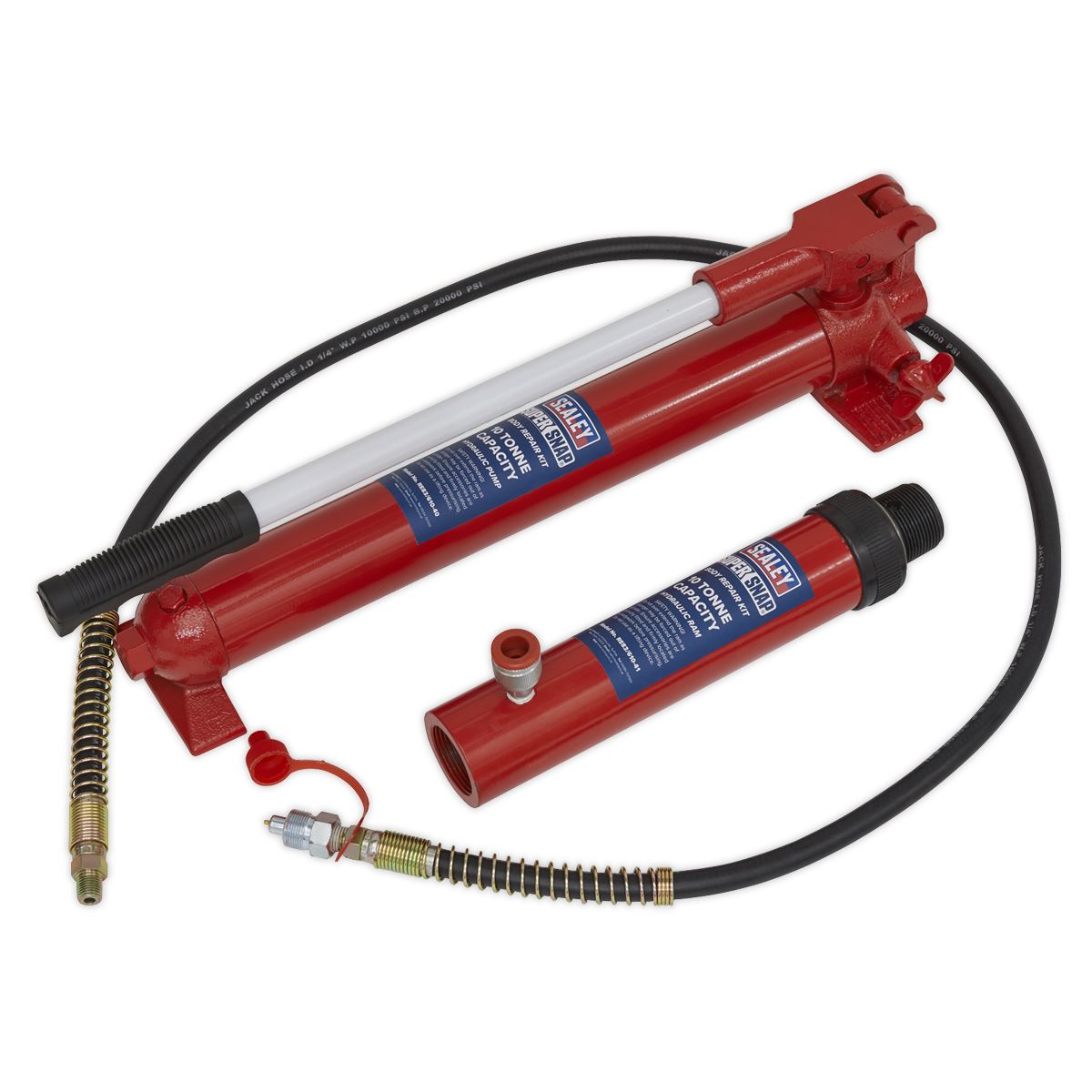 Sealey SuperSnap® Push Ram with Pump & Hose Assembly - 10 Tonne