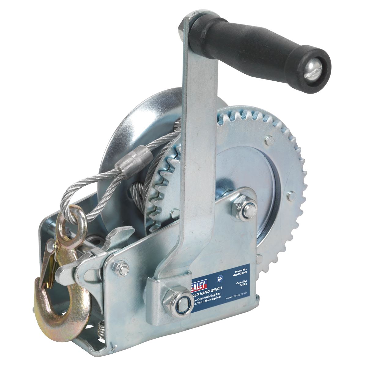 Sealey Geared Hand Winch 540kg Capacity with Cable