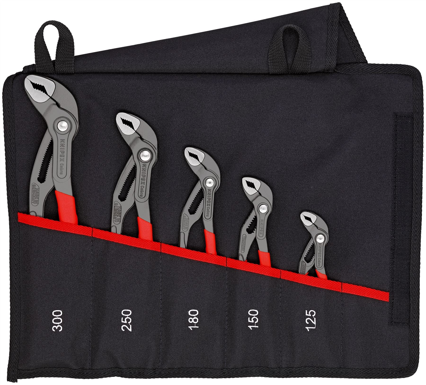Knipex Cobra® Water Pump Pliers Set in Tool Roll 5 Piece 125 to 300mm 00 19 55 S5