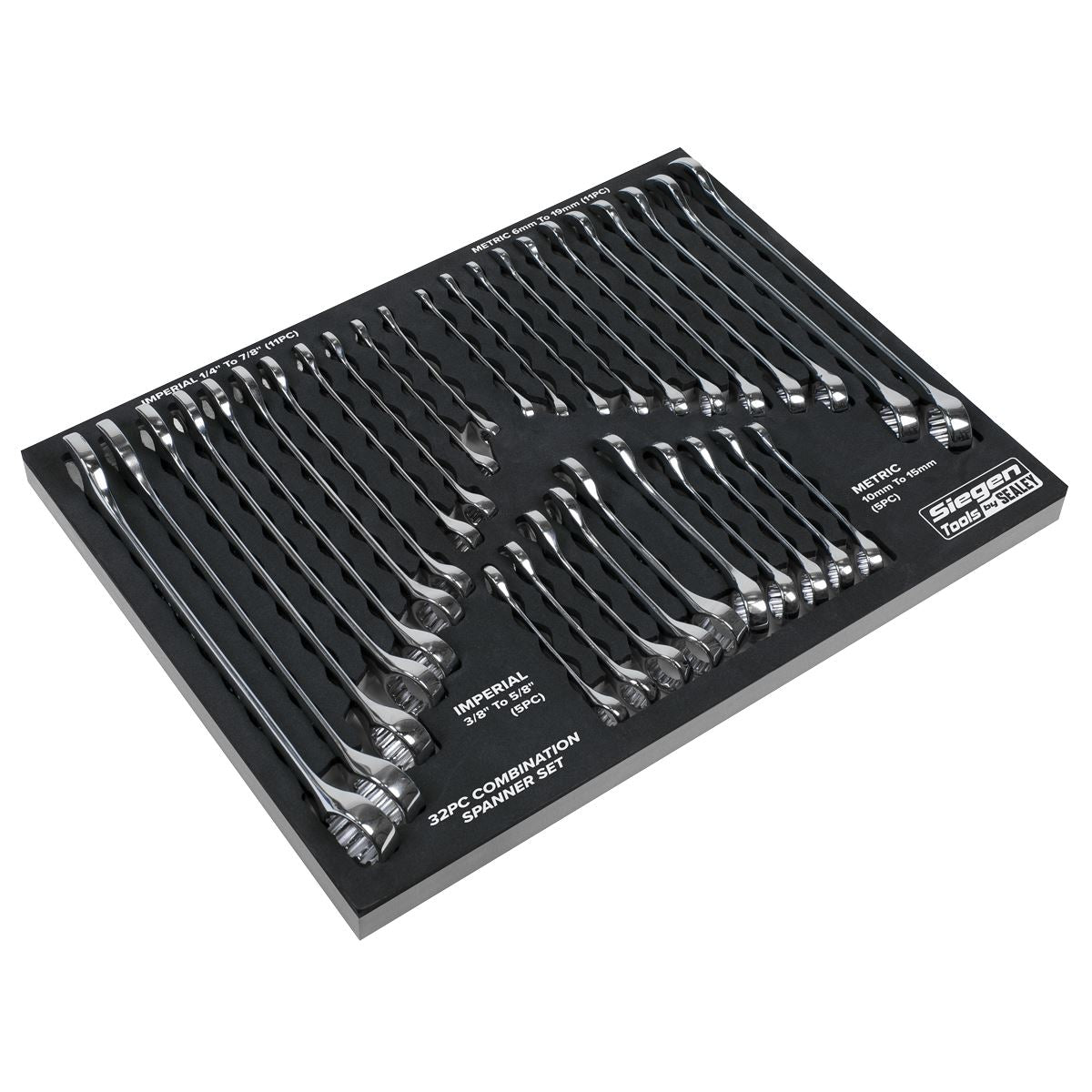 Siegen by Sealey Combination Spanner Set 32pc - Metric/Imperial