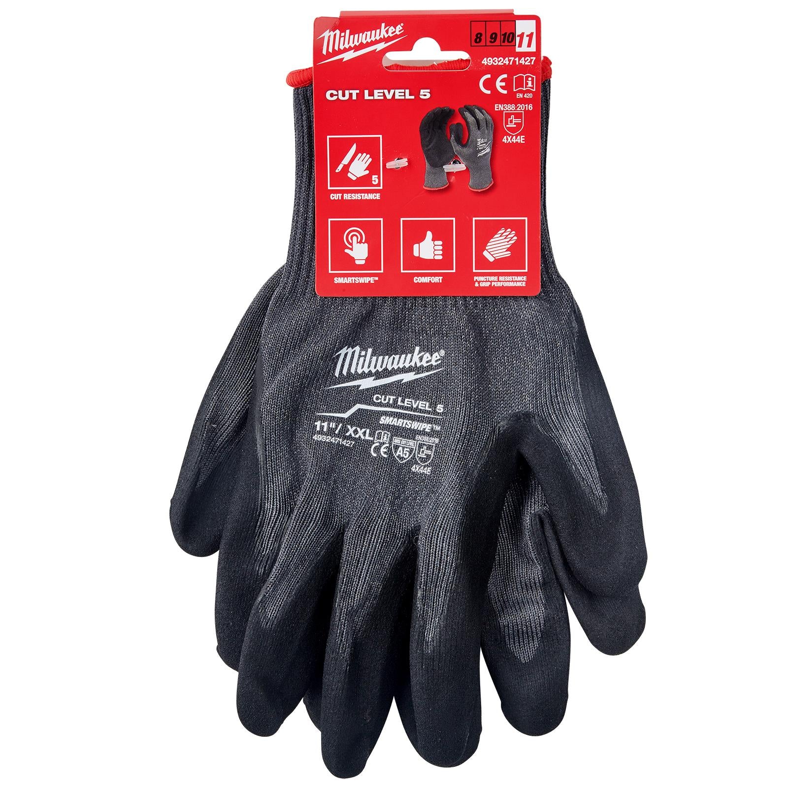 Milwaukee Safety Gloves Cut Level 5/E Dipped Glove Size 11 / XXL Extra Extra Large