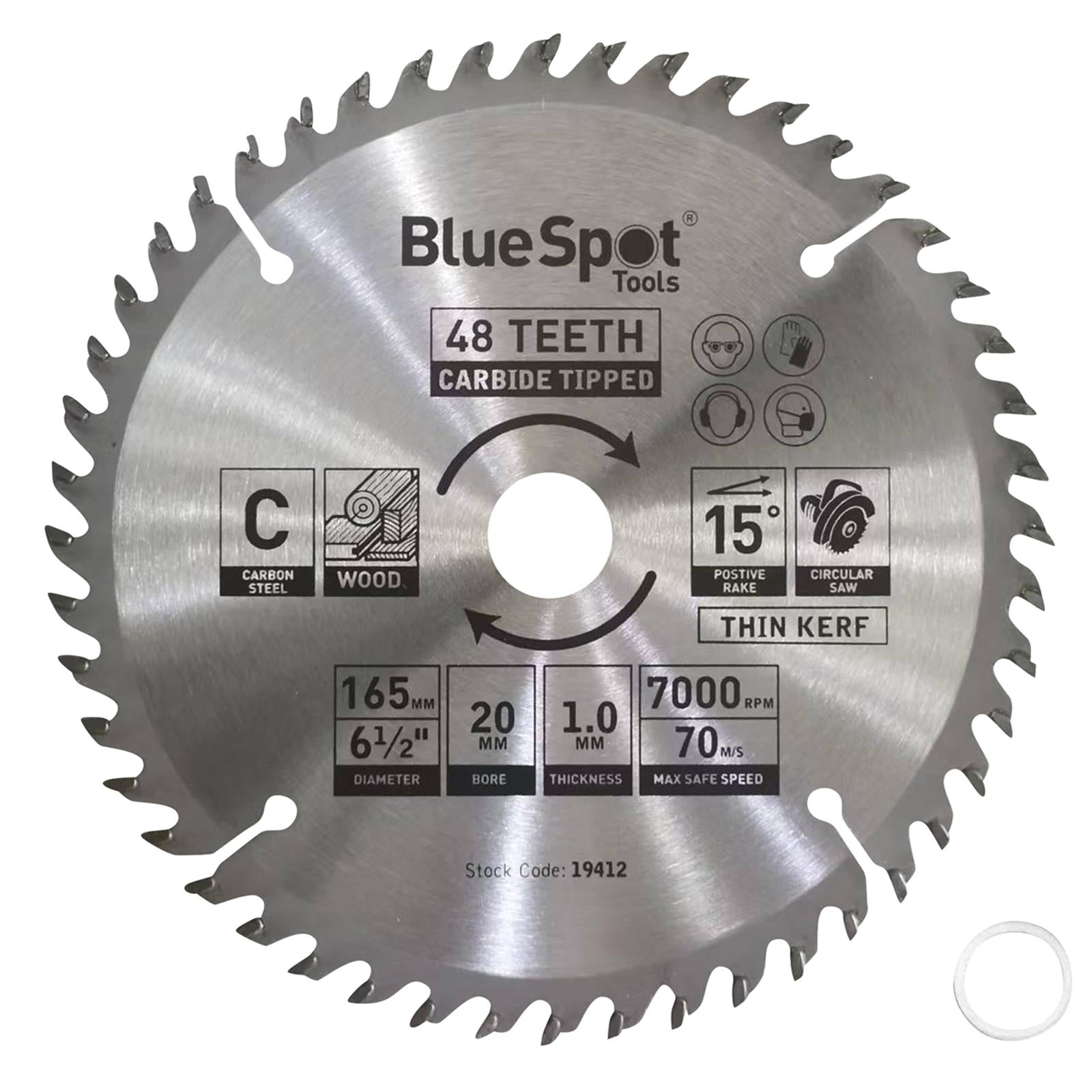 BlueSpot TCT Circular Saw Blade 48 Teeth 165mm x 20mm