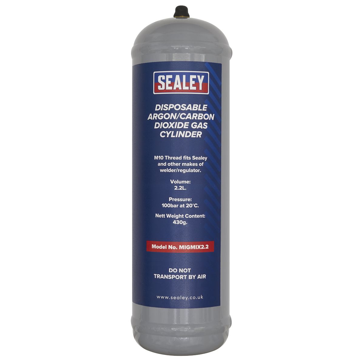 Sealey 430g Disposable Argon/Carbon Dioxide Gas Cylinder