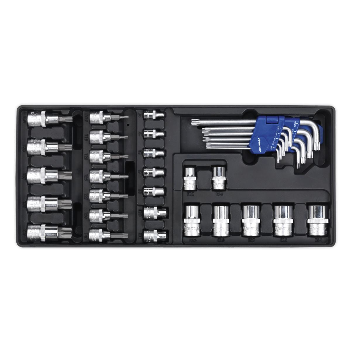Sealey Premier Tool Tray with TRX-Star* Key, Socket Bit & Socket Set 35pc