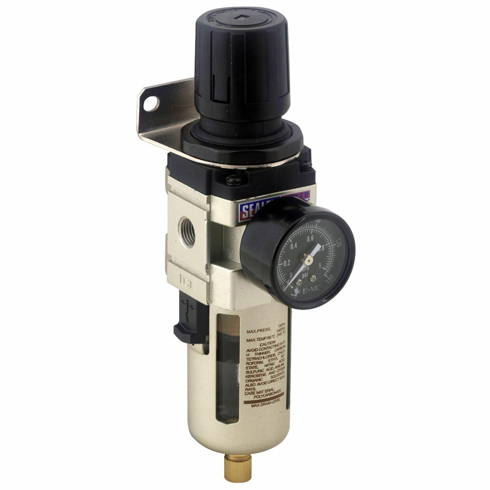 Sealey Air Filter Regulator Compressor Water Moisture Trap Line Pressure Airflow