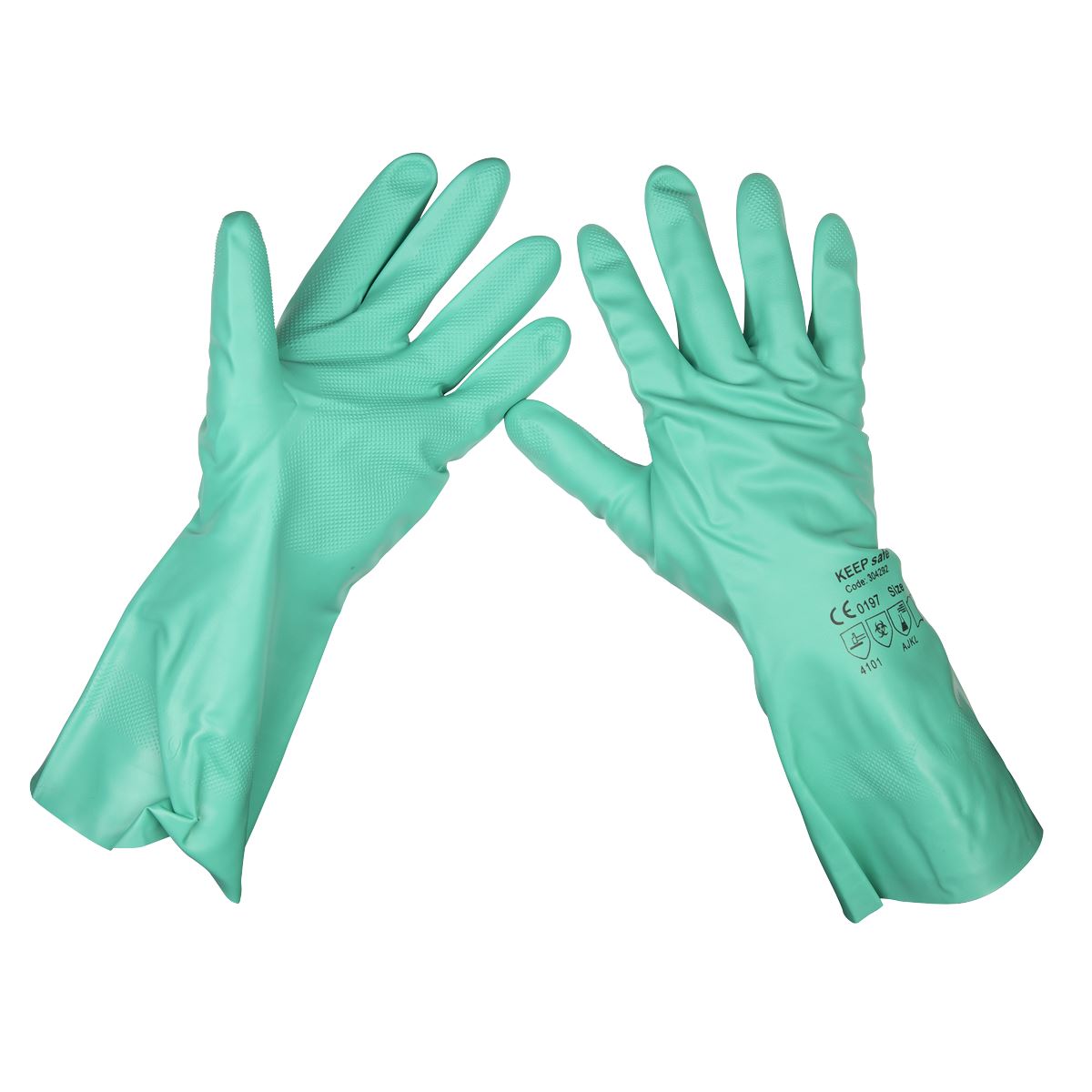 Sealey Nitrile Gauntlets for use with Thinners 330mm Cuffed Pair