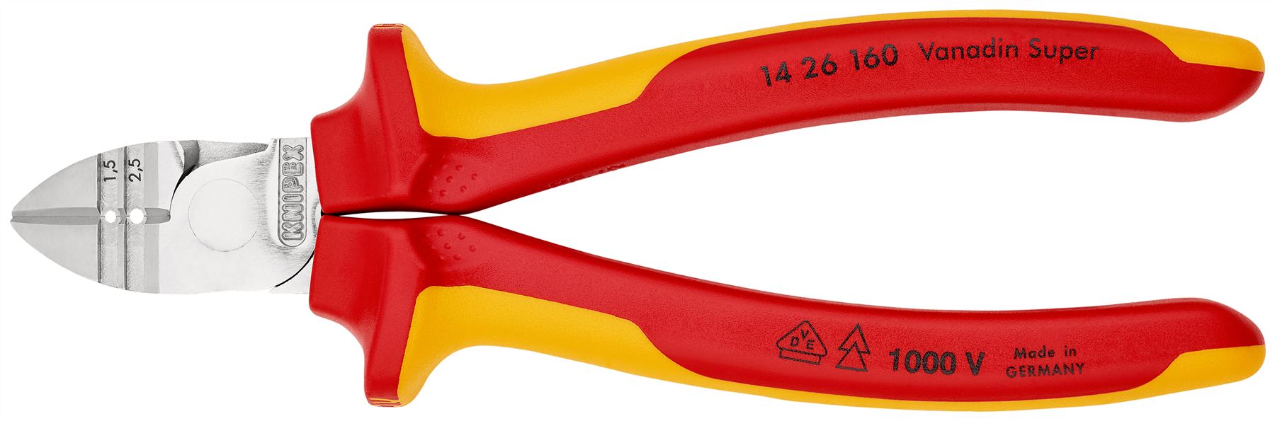 Knipex Wire Stripping Cutting Pliers 160mm VDE Insulated 14 26 160