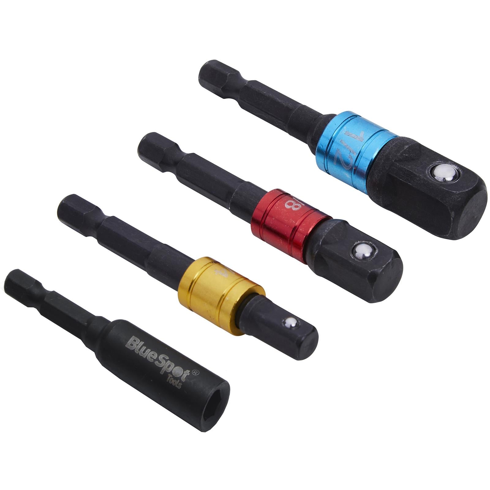 BlueSpot Impact Socket Adaptors Colour Coded 1/4" 3/8" 1/2" Drive and Bit Holder