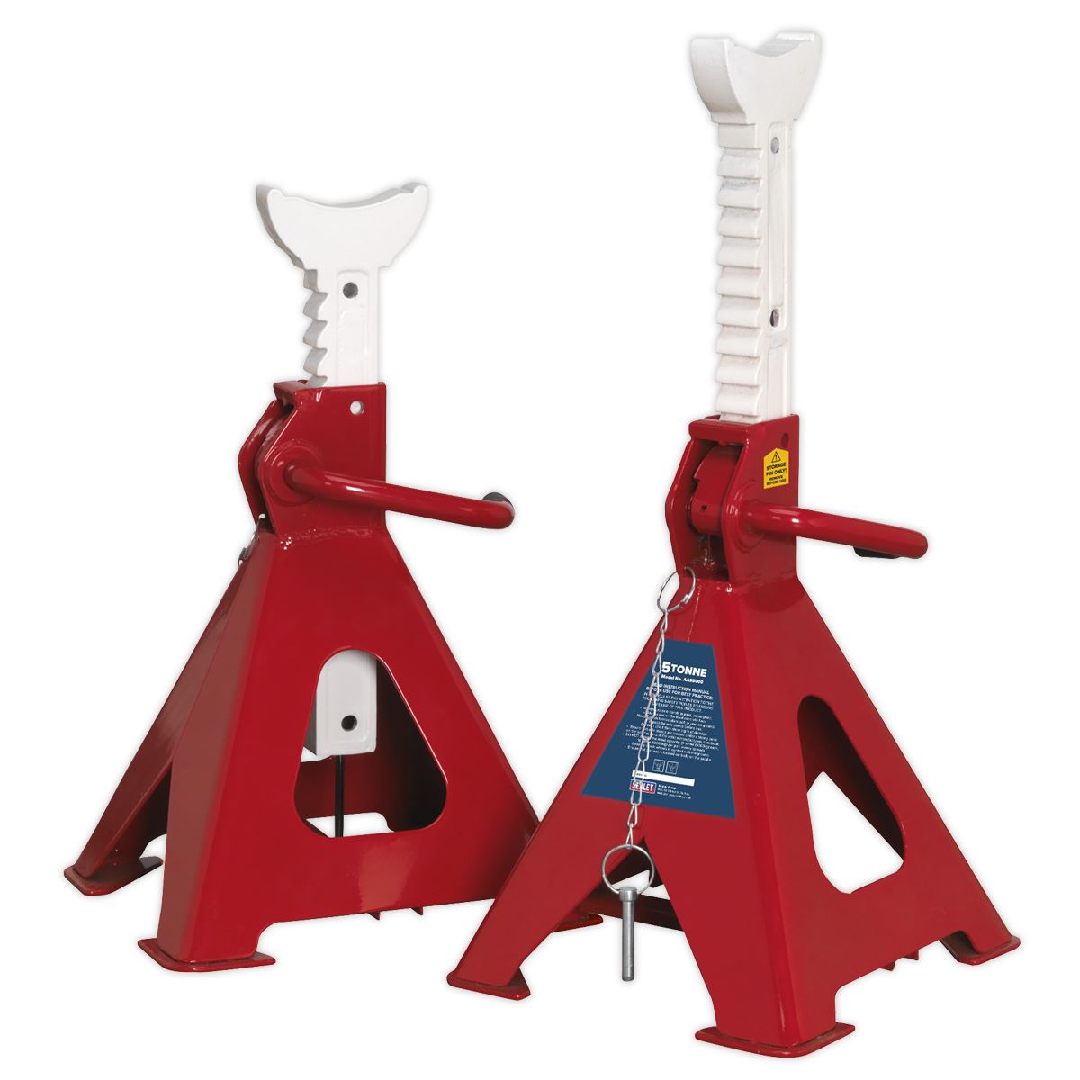 Sealey Axle Stands (Pair) 5 Tonne Capacity per Stand Auto Rise Ratchet