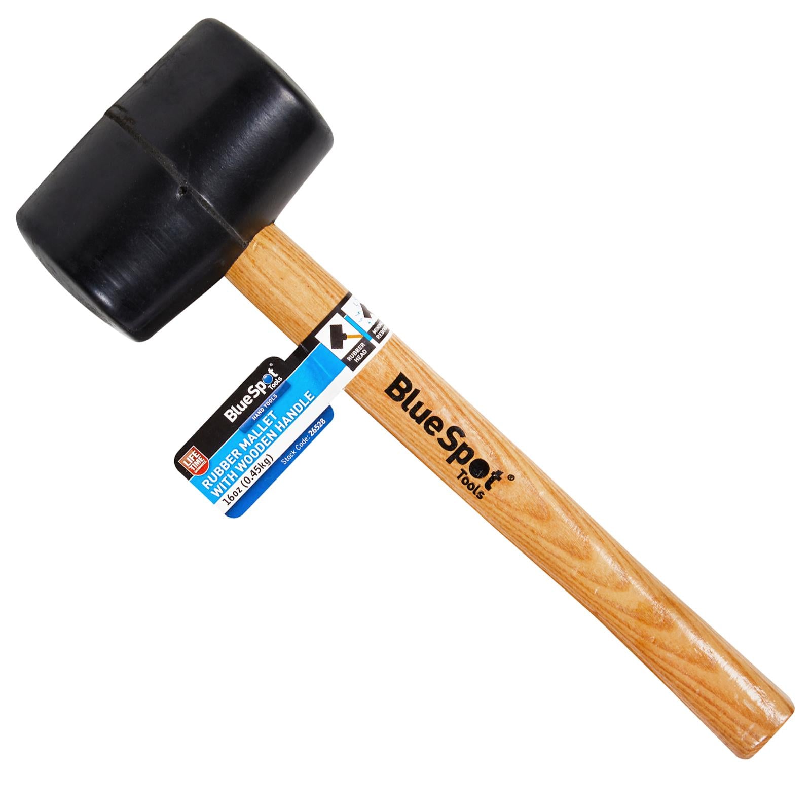 BlueSpot Black Rubber Mallet With Wooden Handle 16oz