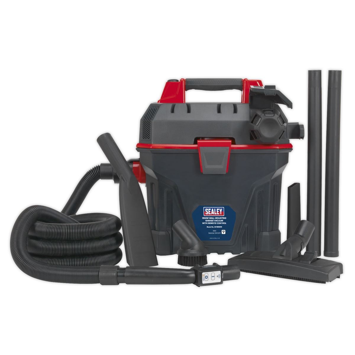 Sealey Garage Vacuum 1500W with Remote Control - Wall Mounting